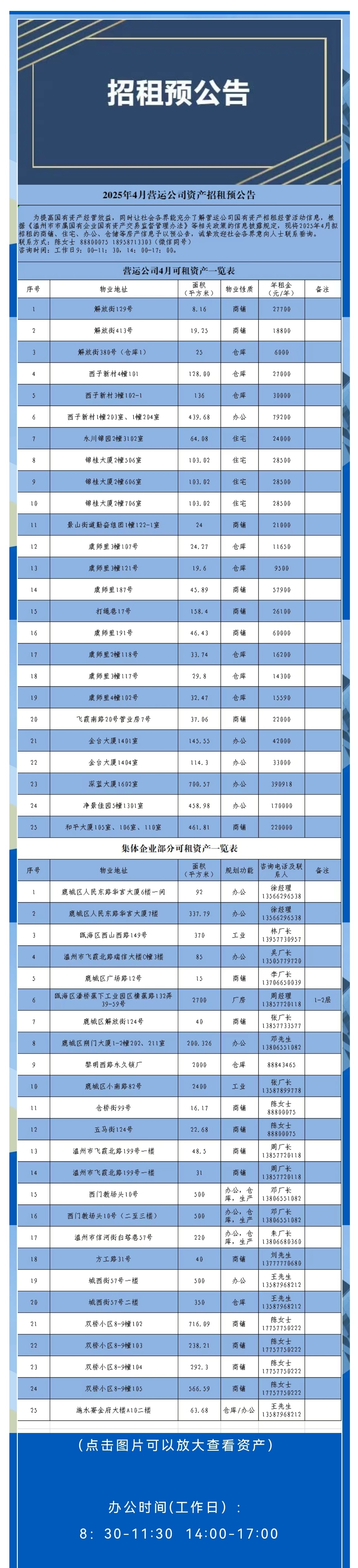 資產(chǎn)公告 | 2025年4月營運(yùn)公司資產(chǎn)招租預(yù)公告